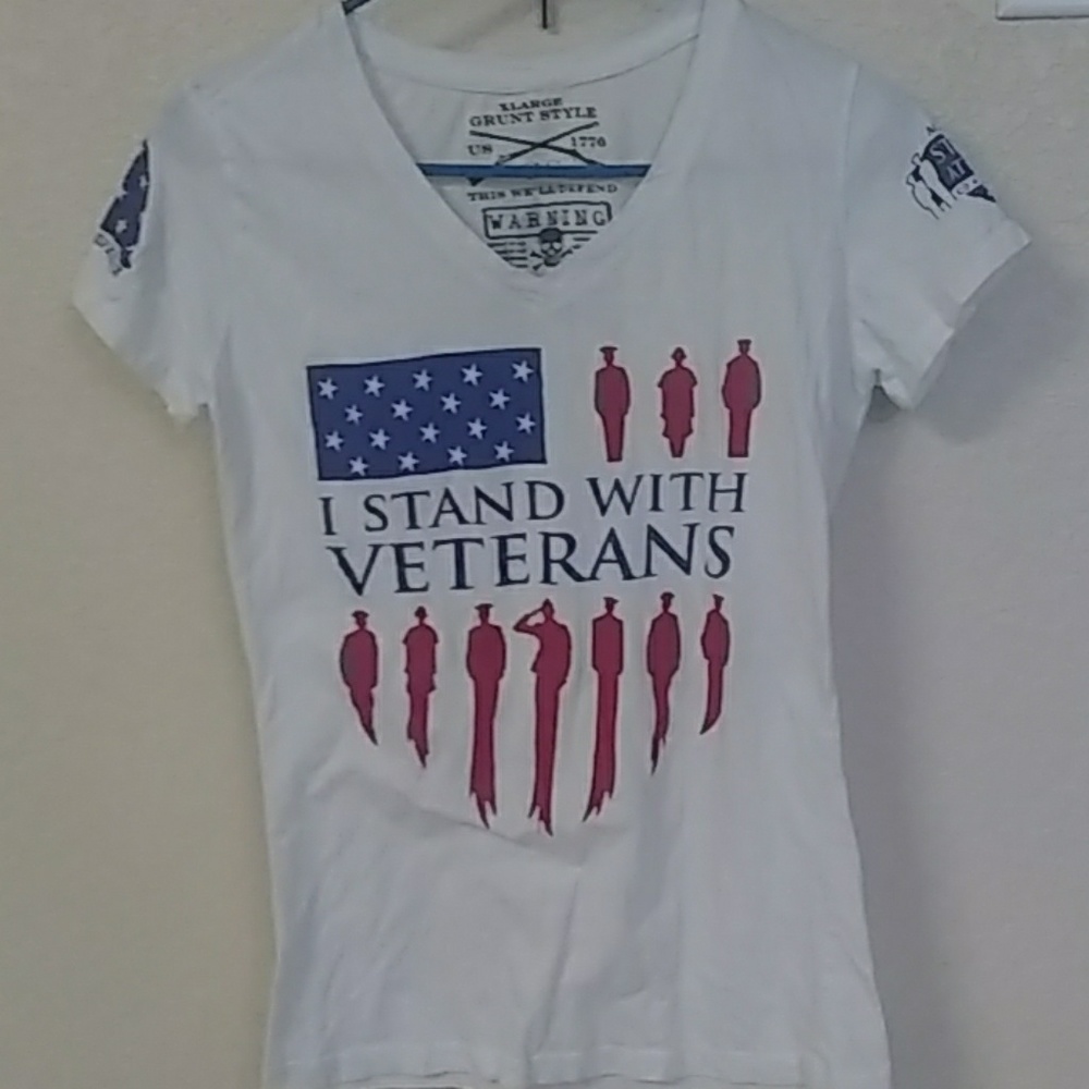 Grunt Style Stand with Veterans shirt small USA